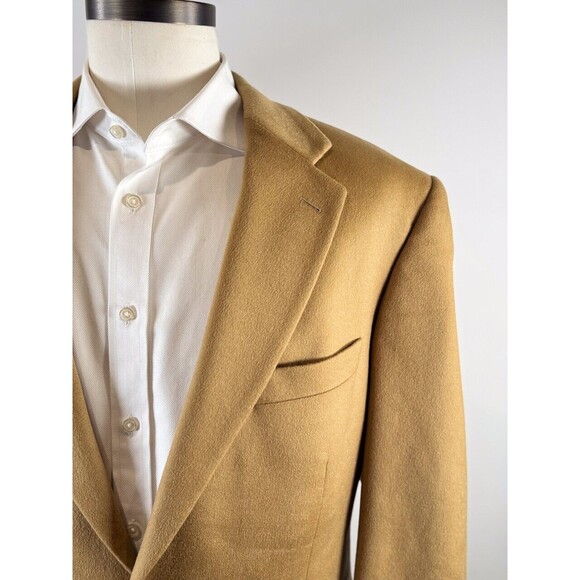 Ragan Burns Mens Blazer Mustard Two Button Cashmere Sports Coat Suit Jacket 44L - Picture 10 of 14